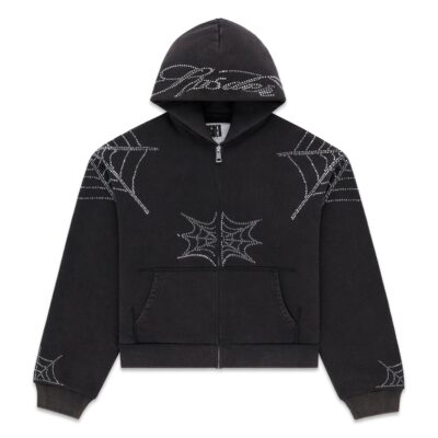Sp5der Rhinestone Web Tracksuit Black