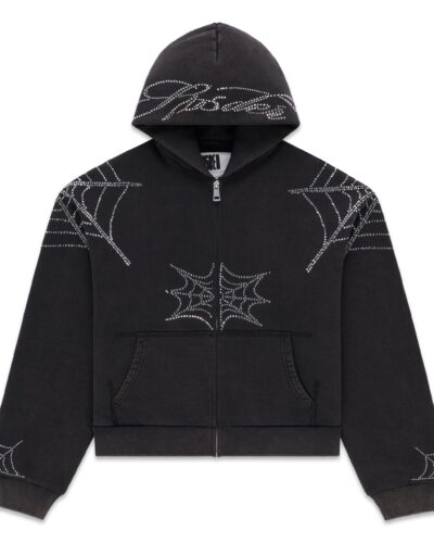 Sp5der Rhinestone Web Tracksuit Black