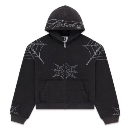 Sp5der Rhinestone Web Tracksuit Black